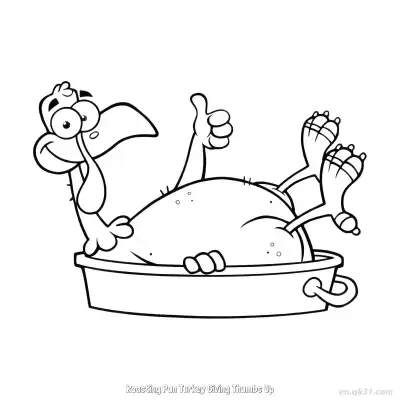 Free printable Roasting Pan Turkey Giving Thumbs Up  Coloring Page - Free PDF Printable Turkey Coloring Sheets coloring page