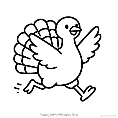 Free printable Running Turkey with Motion Lines  Coloring Page - Free PDF Printable Turkey Coloring Sheets coloring page