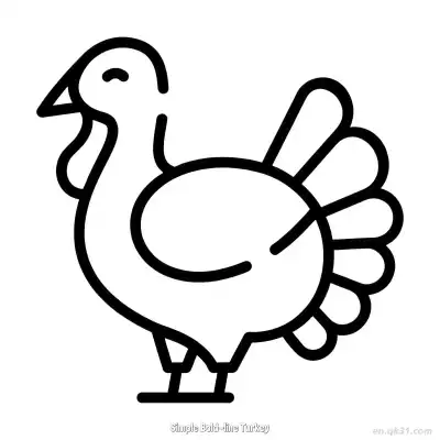 Free printable Simple Bold-line Turkey  Coloring Page - Free PDF Printable Turkey Coloring Sheets coloring page