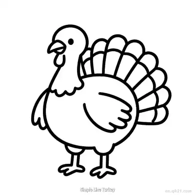 Free printable Simple Line Turkey  Coloring Page - Free PDF Printable Turkey Coloring Sheets coloring page