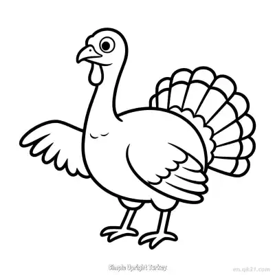 Free printable Simple Upright Turkey  Coloring Page - Free PDF Printable Turkey Coloring Sheets coloring page