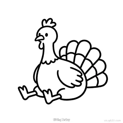 Free printable Sitting Turkey  Coloring Page - Free PDF Printable Turkey Coloring Sheets coloring page