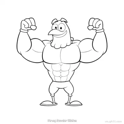 Free printable Strong Muscular Chicken  Coloring Page - Free PDF Printable Turkey Coloring Sheets coloring page