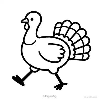 Free printable Walking Turkey  Coloring Page - Free PDF Printable Turkey Coloring Sheets coloring page
