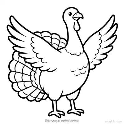 Free printable Wide-winged Turkey Cartoon  Coloring Page - Free PDF Printable Turkey Coloring Sheets coloring page