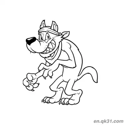 Free printable Bandana Grinning Wolf Coloring Page coloring page