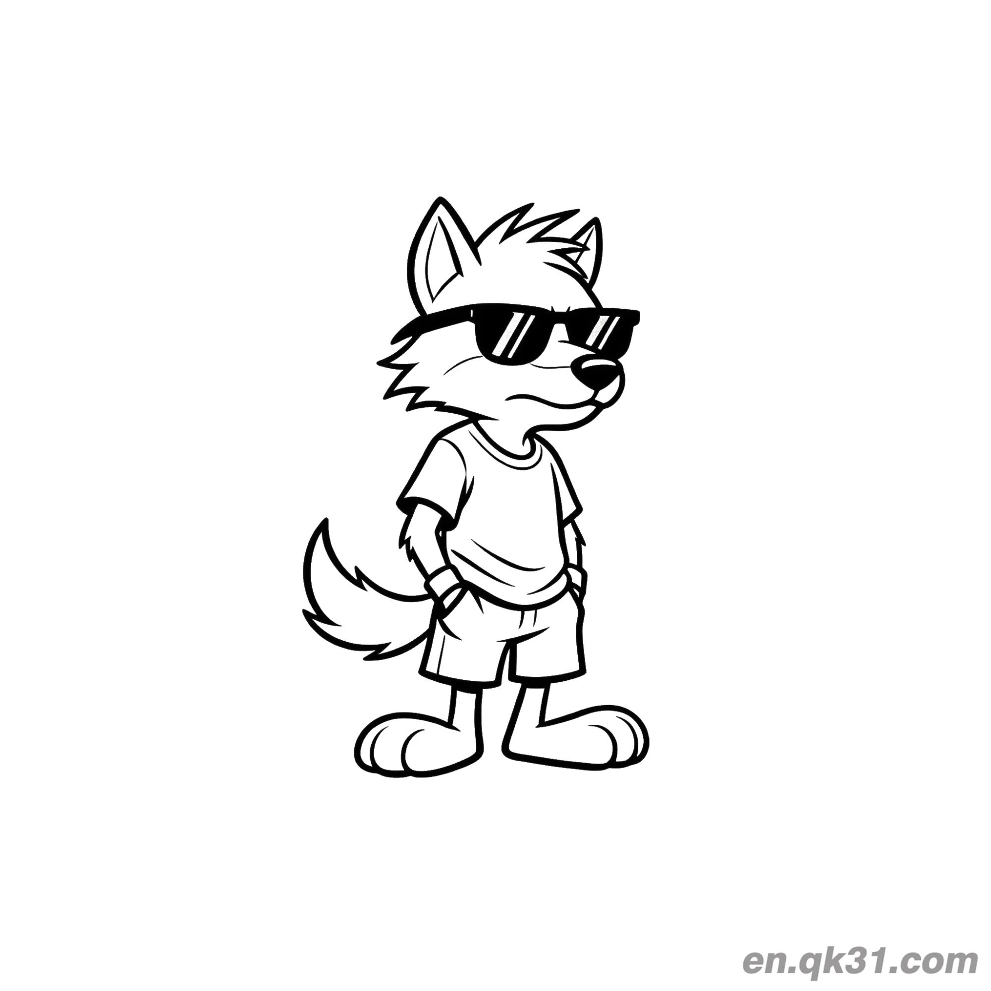 Cool Sunglasses Wolf Coloring Page – Free Printable Coloring Page for Kids and Adults