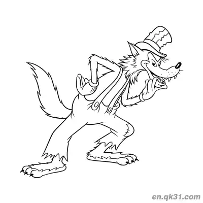 Free printable Cunning McWolf With Top Hat Coloring Page coloring page