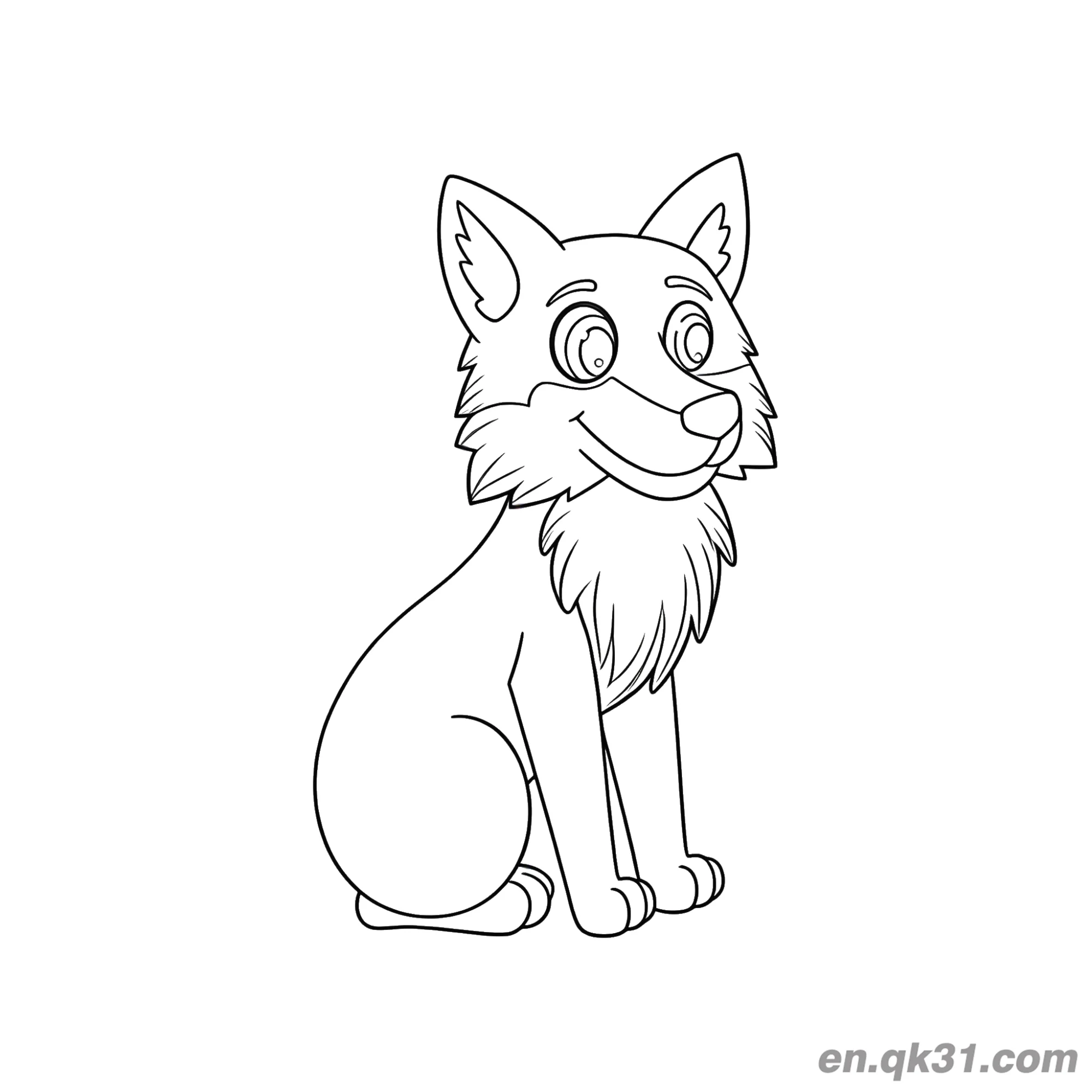 Cute Big Eyes Lovely Wolf Coloring Page – Free Printable Coloring Page for Kids and Adults