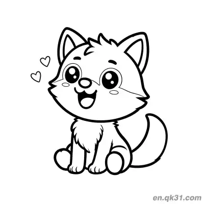 Free printable Cute Wolf Cub With Hearts Coloring Page coloring page