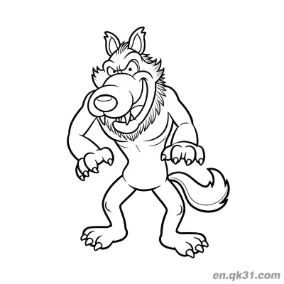 Free printable Ferocious Grinning Cartoon Wolf Coloring Page coloring page