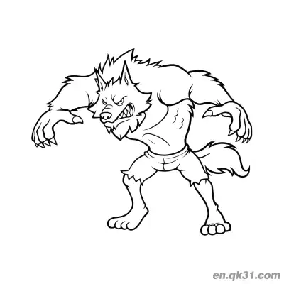 Free printable Ferocious Muscular Werewolf Coloring Page coloring page