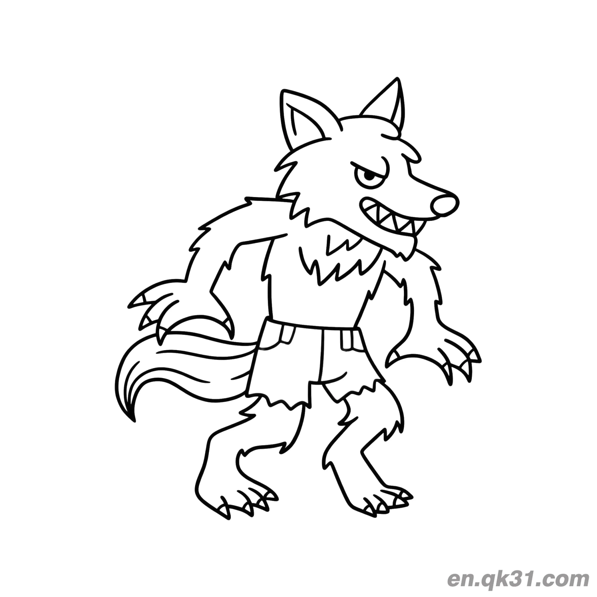 Fierce Standing Little Werewolf Coloring Page – Free Printable Coloring Page for Kids and Adults