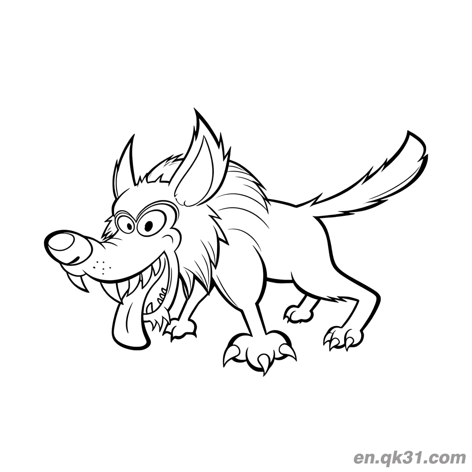 Funny Tongue Sticking Out Cartoon Wolf Coloring Page – Free Printable Coloring Page for Kids and Adults