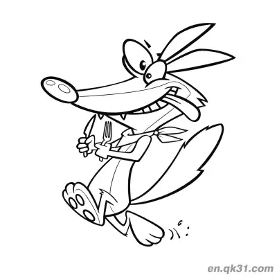 Free printable Greedy Wolf With Knife And Fork Coloring Page coloring page