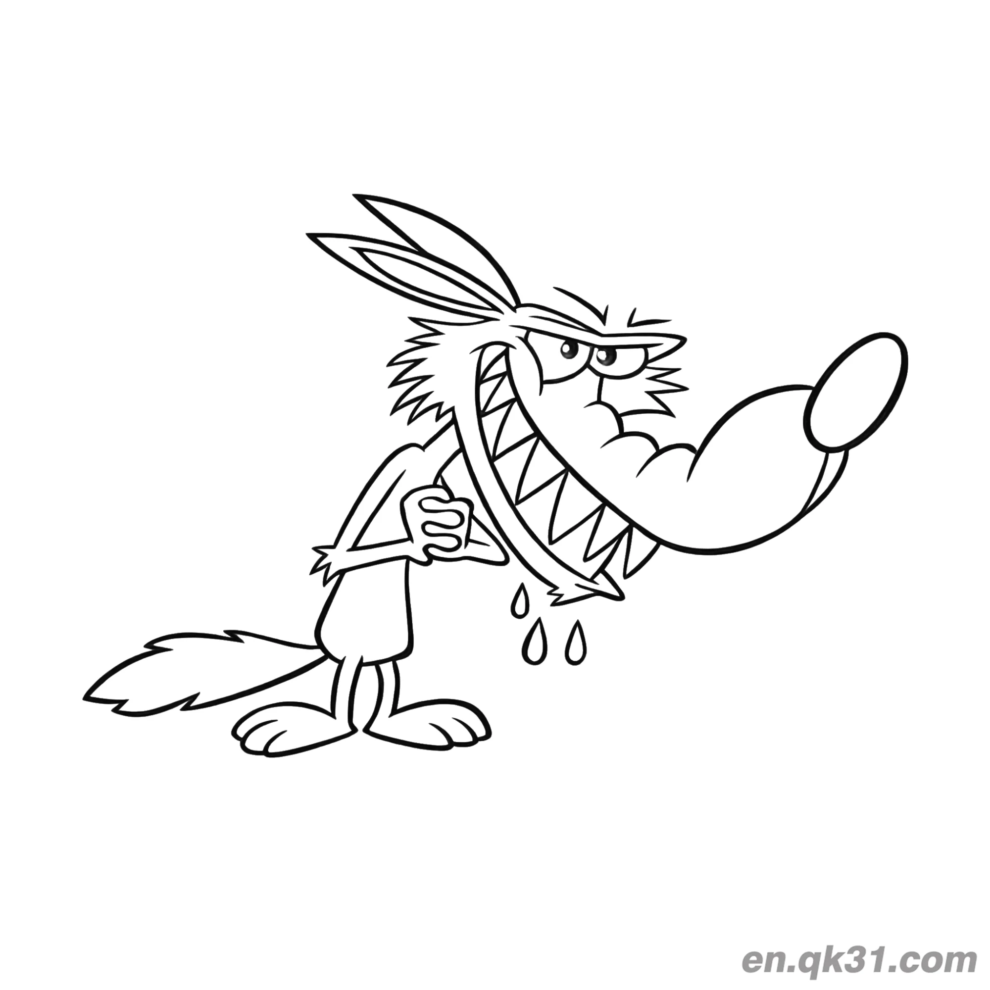 Hungry Drooling Fierce Wolf Coloring Page – Free Printable Coloring Page for Kids and Adults