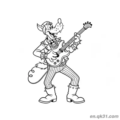 Free printable Rock Guitar McWolf Coloring Page coloring page