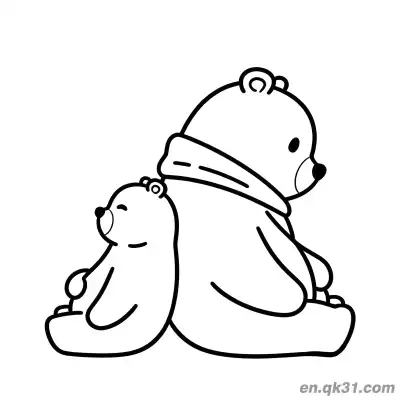 Free printable Big and Small White Bears Snuggling Coloring Page coloring page