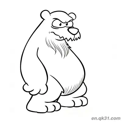 Free printable Cartoon Fierce Polar Bear with Beard Coloring Page coloring page