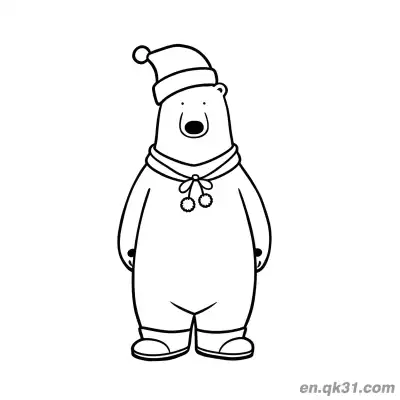 Free printable Christmas Outfit Polar Bear Coloring Page coloring page