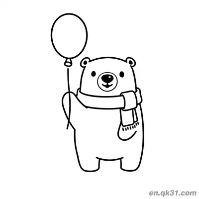 Free printable Cute Polar Bear with Scarf and Balloon Coloring Page coloring page