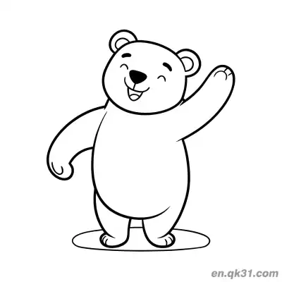 Free printable Happy Polar Bear Waving with Squinted Eyes Coloring Page coloring page