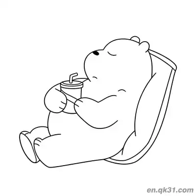 Free printable Ice Bear Relaxing in Chair with Drink Coloring Page coloring page