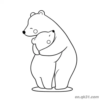 Free printable Parent and Baby Polar Bear Hugging Coloring Page coloring page