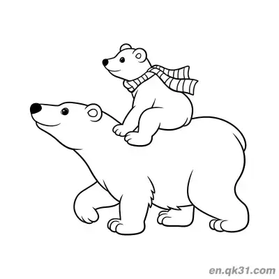 Free printable Parent and Baby Polar Bear Riding Coloring Page coloring page