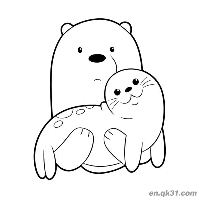 Free printable Polar Bear and Seal Friend Coloring Page coloring page