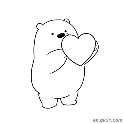 Free printable Polar Bear Holding Heart Coloring Page coloring page