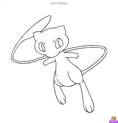 Free printable Mew Pokémon Coloring Page – Free Legendary Psychic Type Printable coloring page