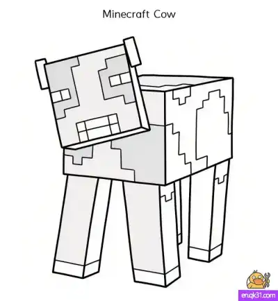 Free printable Minecraft Cow Drawing Made Easy – Step-by-Step Guide + Free Coloring Page coloring page