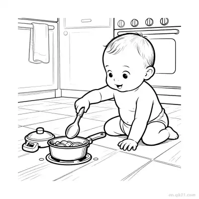 Free printable Baby Cooking  Coloring Page - Free PDF Printable Baby Coloring Sheets coloring page