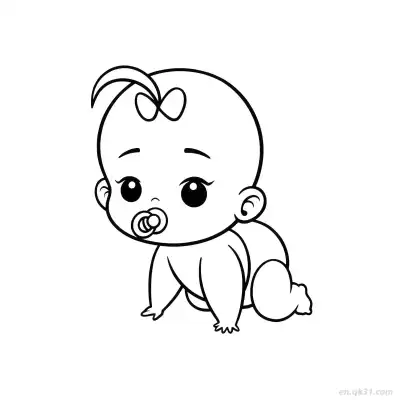 Free printable Baby Crawling Away 1 Coloring Page - Free PDF Printable Baby Coloring Sheets coloring page