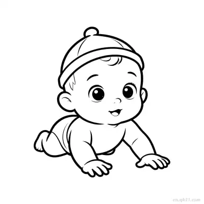 Free printable Baby Crawling Away 2 Coloring Page - Free PDF Printable Baby Coloring Sheets coloring page