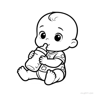 Free printable Baby Drinking Milk  Coloring Page - Free PDF Printable Baby Coloring Sheets coloring page