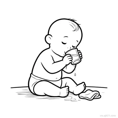 Free printable Baby Drinking Water  Coloring Page - Free PDF Printable Baby Coloring Sheets coloring page