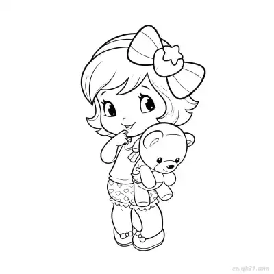 Free printable Baby Holding Bear  Coloring Page - Free PDF Printable Baby Coloring Sheets coloring page