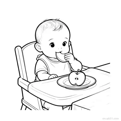 Free printable Baby Learning to Eat 3 Coloring Page - Free PDF Printable Baby Coloring Sheets coloring page
