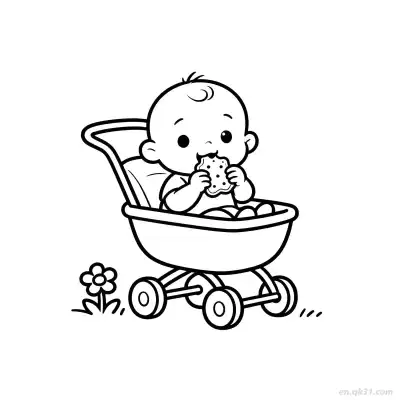 Free printable Baby Learning to Eat 4 Coloring Page - Free PDF Printable Baby Coloring Sheets coloring page