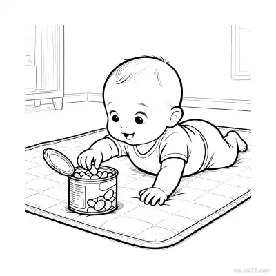 Free printable Baby Learning to Eat 5 Coloring Page - Free PDF Printable Baby Coloring Sheets coloring page