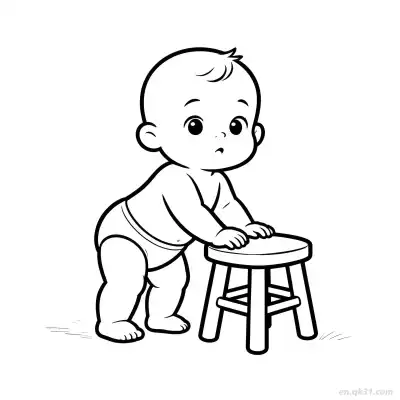 Free printable Baby Learning to Walk 2 Coloring Page - Free PDF Printable Baby Coloring Sheets coloring page