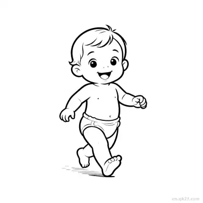 Free printable Baby Learning to Walk 3 Coloring Page - Free PDF Printable Baby Coloring Sheets coloring page
