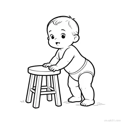 Free printable Baby Learning to Walk 6 Coloring Page - Free PDF Printable Baby Coloring Sheets coloring page