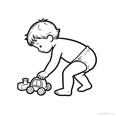Free printable Baby Playing with Toys 1 Coloring Page - Free PDF Printable Baby Coloring Sheets coloring page