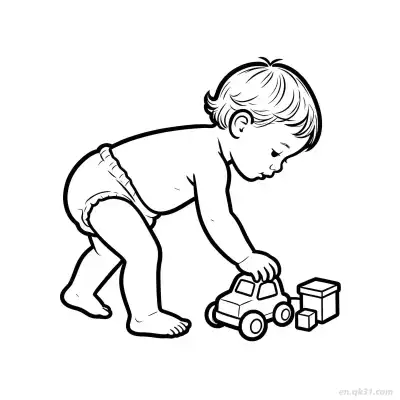 Free printable Baby Playing with Toys 2 Coloring Page - Free PDF Printable Baby Coloring Sheets coloring page