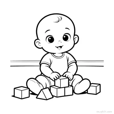 Free printable Baby Playing with Toys 3 Coloring Page - Free PDF Printable Baby Coloring Sheets coloring page