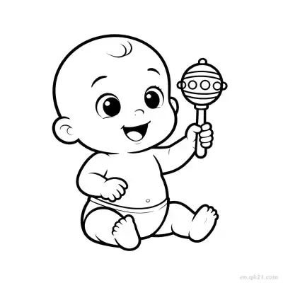 Free printable Baby Playing with Toys 4 Coloring Page - Free PDF Printable Baby Coloring Sheets coloring page