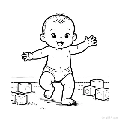 Free printable Baby Playing with Toys 5 Coloring Page - Free PDF Printable Baby Coloring Sheets coloring page